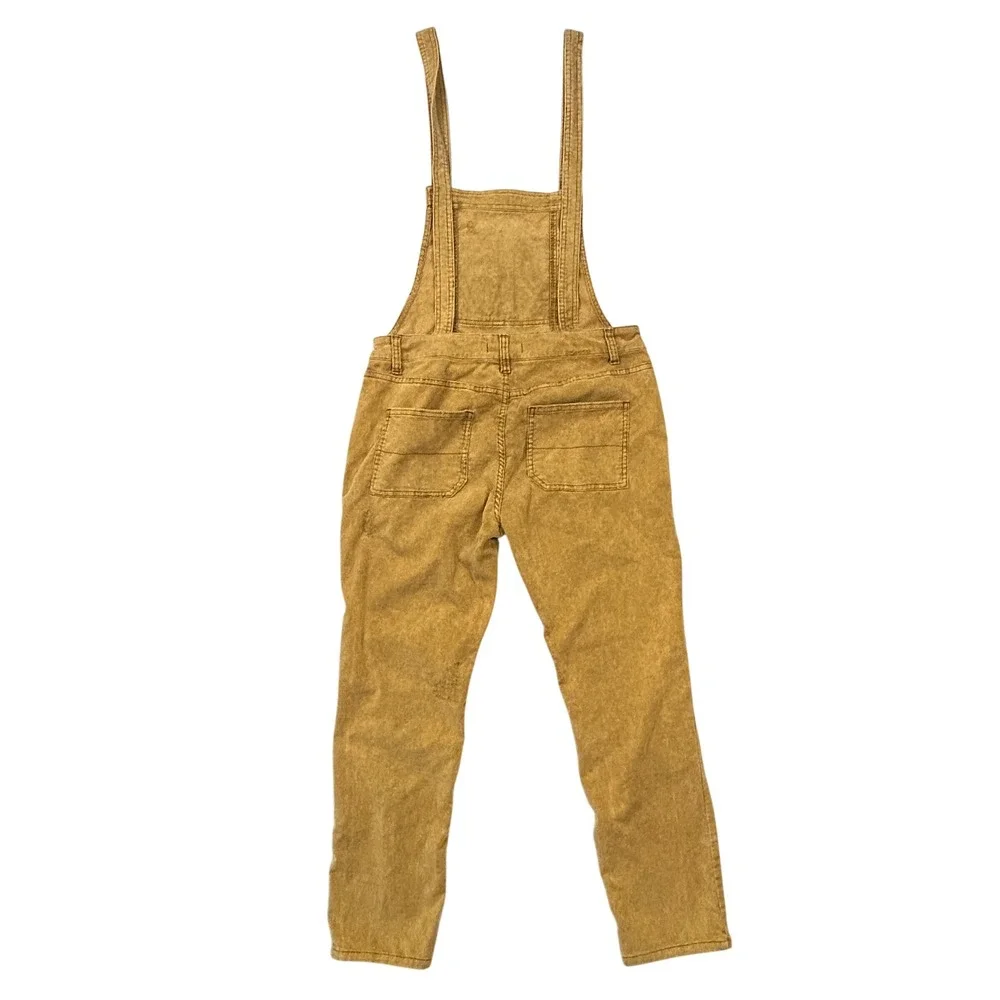 Free People Corduroy Overalls Womens 29 Straight Leg Distressed Mustard Yellow